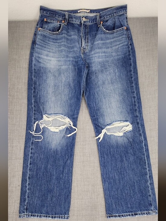Levi's Denim - Levis Low Pro Straight 100% Cotton Distressed Style Medium Wash Denim Jeans 32